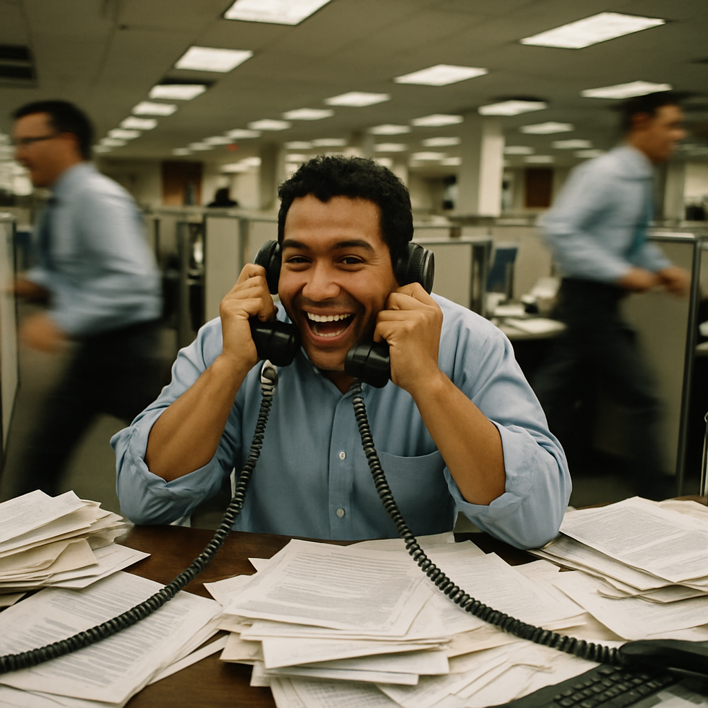 guy busy in office on phone